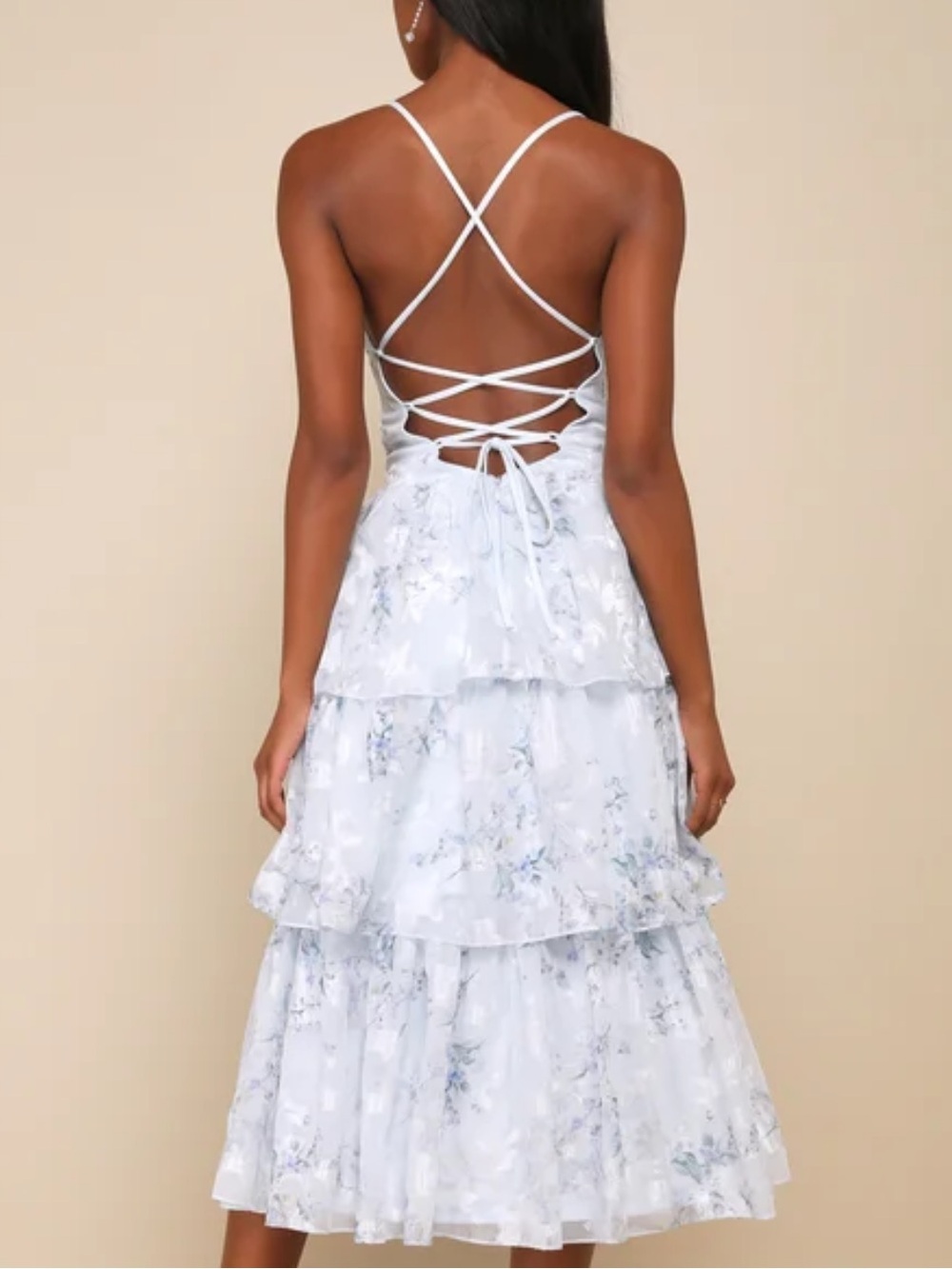 Lulu's Light Blue Floral Tiered Dress - Picture 11 of 16